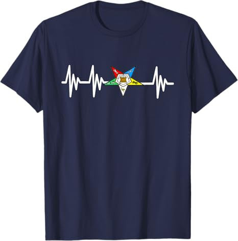 OES Order of the Eastern Star Logo EKG Heartbeat T-Shirt - FUKAMASONIC