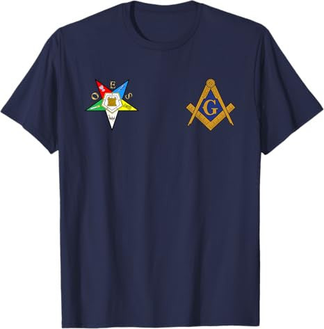 OES Mason Split Masonic Order Eastern Star Blue T-Shirt - FUKAMASONIC