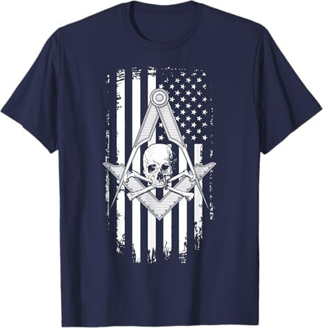 Master Mason American Flag Masonic Skull - Freemason T-Shirt T-Shirt - FUKAMASONIC