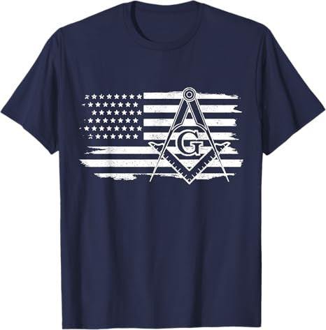 Mason Square & Compass Masonic US Flag Freemason T-Shirt - FUKAMASONIC