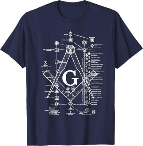Structure of Freemasonry Square and Compass Diagram T-Shirt - FUKAMASONIC