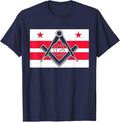 Washington DC State Flag Masonic Square & Compass Freemason T-Shirt - FUKAMASONIC