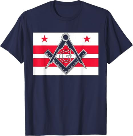 Washington DC State Flag Masonic Square & Compass Freemason T-Shirt - FUKAMASONIC