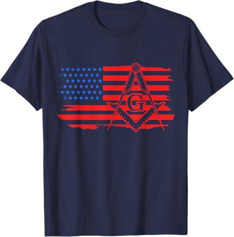 Mason Masonic US Flag Square T-Shirt - FUKAMASONIC