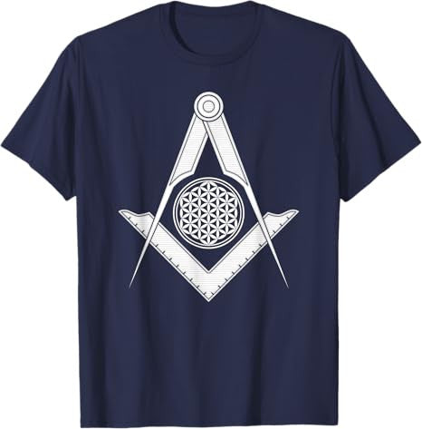 Flower of Life Mason Square and Compass Freemason T-Shirt T-Shirt - FUKAMASONIC