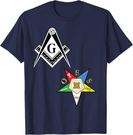OES Mason Split Long T Shirt Masonic Eastern Star Tee Black T-Shirt - FUKAMASONIC