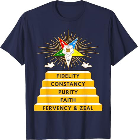OES Star Fidelity Constancy Purity Faith Fervency & Zeal T-Shirt - FUKAMASONIC