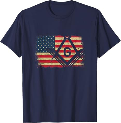 Freemason USA American Flag Freemasonry 4th of July T-Shirt - FUKAMASONIC