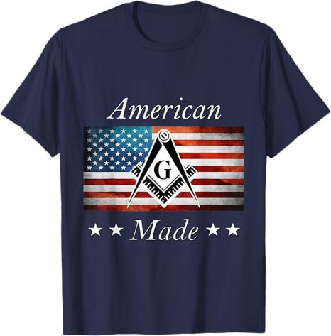American Made Masonic USA Flag Square Compass Freemason T-Shirt