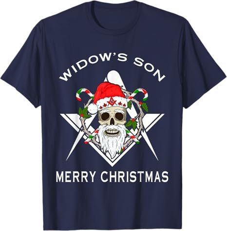 Masonic Widow's Son Compass Square Freemason Merry Christmas T-Shirt - FUKAMASONIC