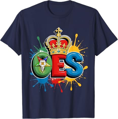 OES Queen Crown Diamond WaterColor Order of the Eastern Star T-Shirt - FUKAMASONIC