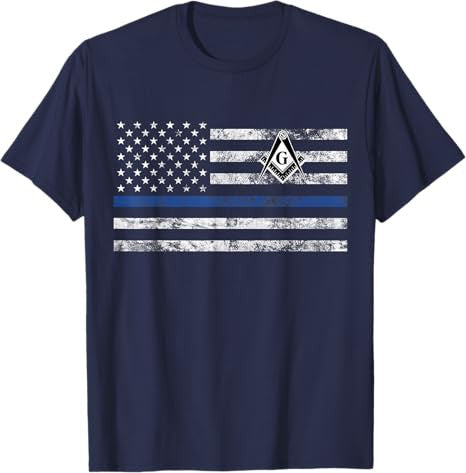 Masonic Police Thin Blue Line Flag Mason T-Shirt - FUKAMASONIC