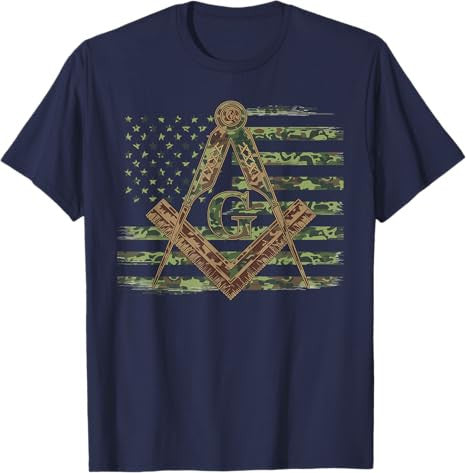 American Camo Flag Mason Masonic Camo Freemason T-Shirt - FUKAMASONIC