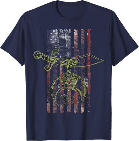Shriner Masonic Patriotic American Flag T-shirt - FUKAMASONIC