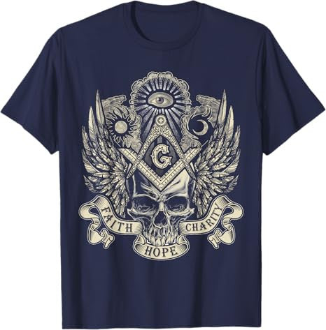 Masonic Skull God's Eye Faith Hope Charity Fathers Christmas T-Shirt - FUKAMASONIC