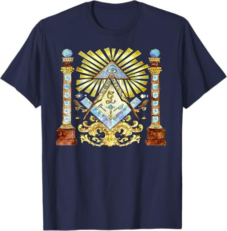 freemason Tee Watercolour illustration mysterious illuminati T-Shirt - FUKAMASONIC