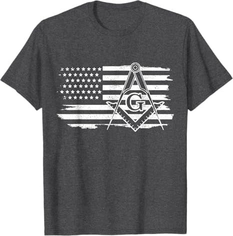 Mason Square & Compass Masonic US Flag Freemason T-Shirt - FUKAMASONIC