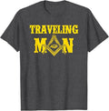 Masonic Freemasonry Fraternal Square Compass Traveling Man T-Shirt - FUKAMASONIC