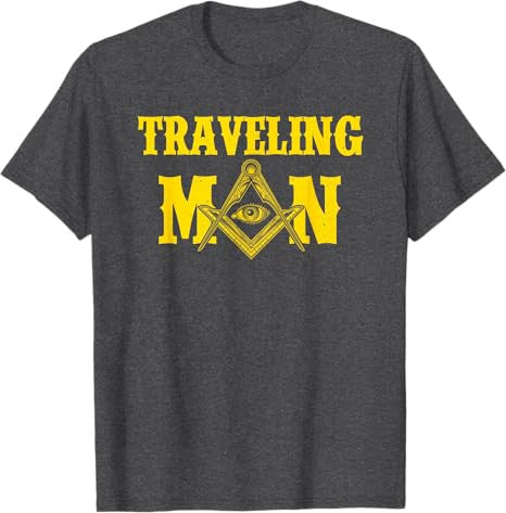 Masonic Freemasonry Fraternal Square Compass Traveling Man T-Shirt - FUKAMASONIC