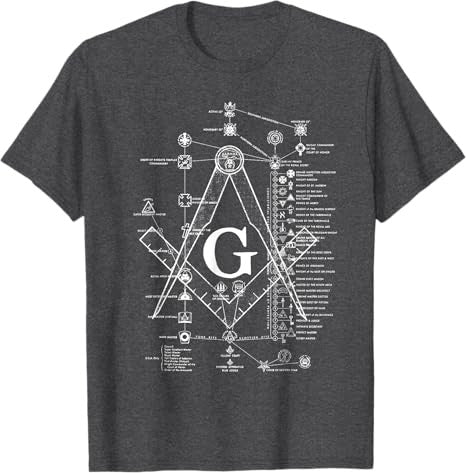 Structure of Freemasonry Square and Compass Diagram T-Shirt - FUKAMASONIC