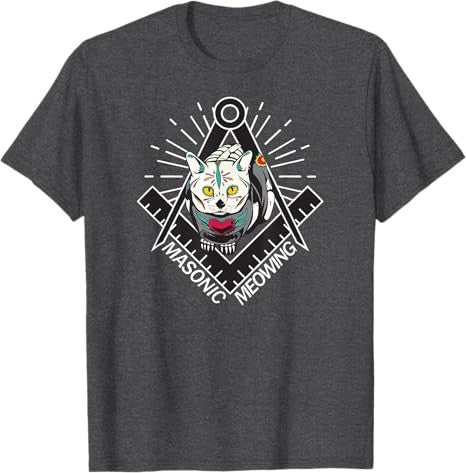 Cute Masonic Meowing Cat freemason mason esoteric spiritual T-Shirt - FUKAMASONIC