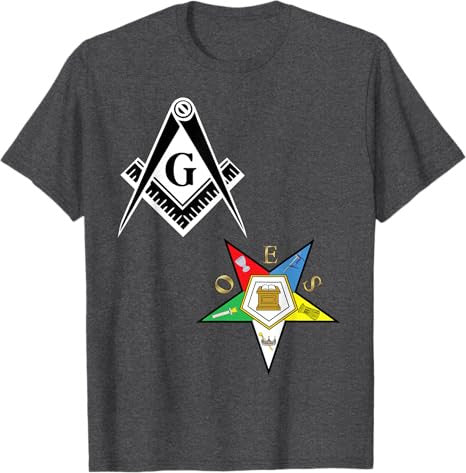 OES Mason Split Long T Shirt Masonic Eastern Star Tee Black T-Shirt - FUKAMASONIC