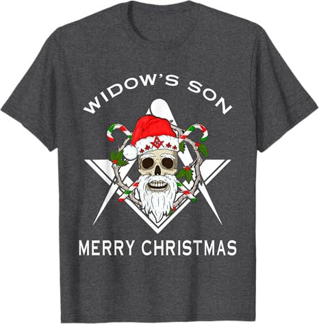 Masonic Widow's Son Compass Square Freemason Merry Christmas T-Shirt - FUKAMASONIC