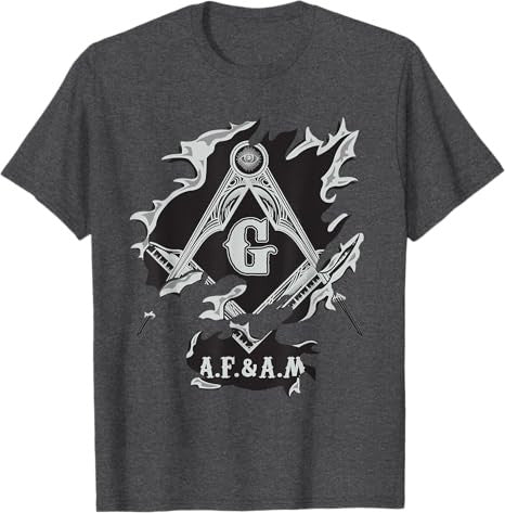 Masons AF&AM Torn Ripped Skin Symbol Masonic Father's Day T-Shirt - FUKAMASONIC