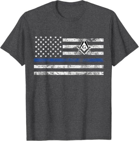 Masonic Police Thin Blue Line Flag Mason T-Shirt - FUKAMASONIC