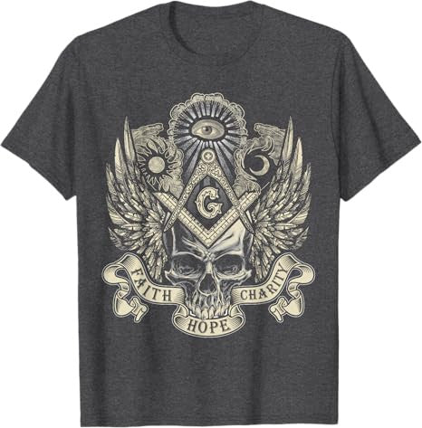 Masonic Skull God's Eye Faith Hope Charity Fathers Christmas T-Shirt - FUKAMASONIC