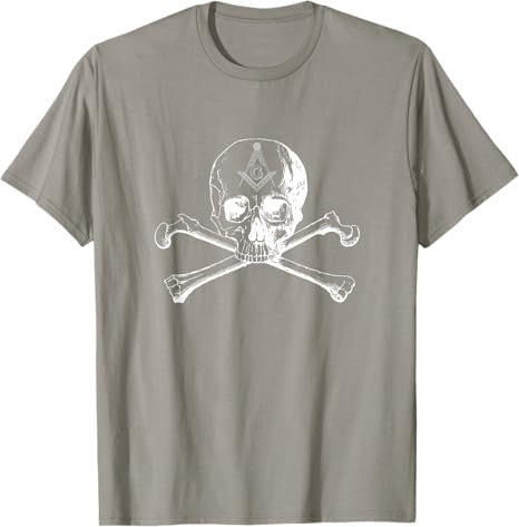 Masonic skull and bones square compass symbol - Freemason T-Shirt - FUKAMASONIC