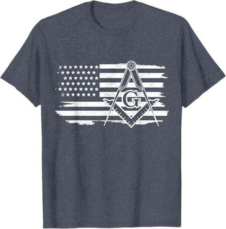 Mason Square & Compass Masonic US Flag Freemason T-Shirt - FUKAMASONIC