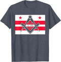 Washington DC State Flag Masonic Square & Compass Freemason T-Shirt - FUKAMASONIC