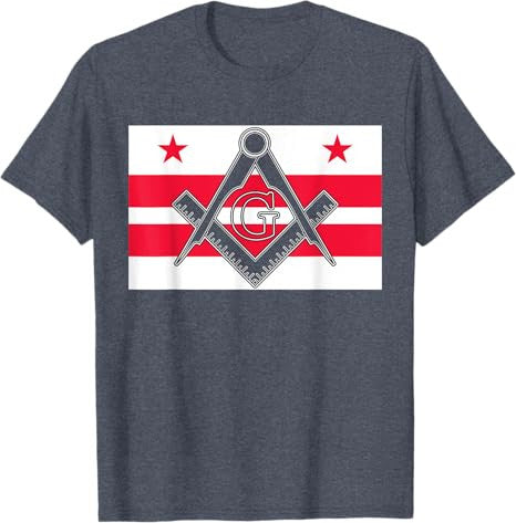 Washington DC State Flag Masonic Square & Compass Freemason T-Shirt - FUKAMASONIC