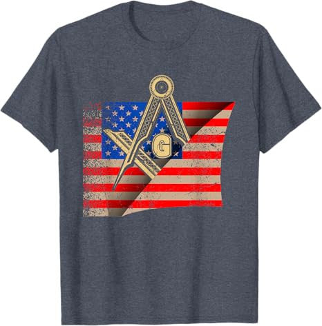 Vintage US Flag Real Mason Square & Compass Masonic T-Shirt - FUKAMASONIC