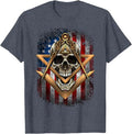 Masonic USA American Flag Skull Square & Compass Freemason T-Shirt - FUKAMASONIC