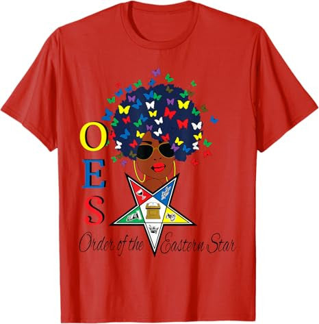OES Sister Butterfly Afro Hair the Eastern Star Mother's Day T-Shirt - FUKAMASONIC