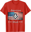 American Made Masonic USA Flag Square Compass Freemason T-Shirt - FUKAMASONIC