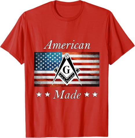 American Made Masonic USA Flag Square Compass Freemason T-Shirt - FUKAMASONIC