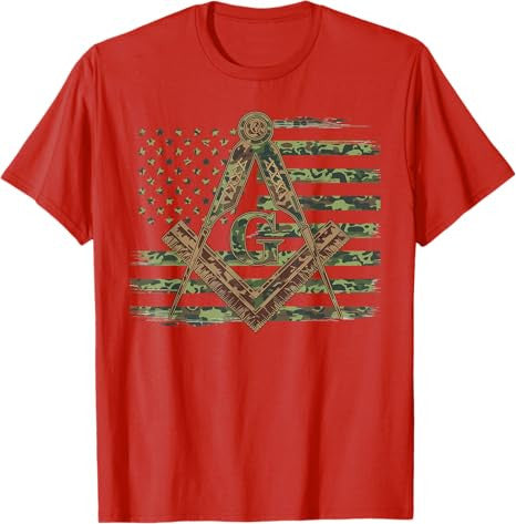 American Camo Flag Mason Masonic Camo Freemason T-Shirt - FUKAMASONIC