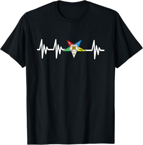 OES Order of the Eastern Star Logo EKG Heartbeat T-Shirt