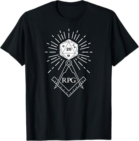 RPG Dice Boardgame Freemason D20 Masonic Cube Maker Templar T-Shirt