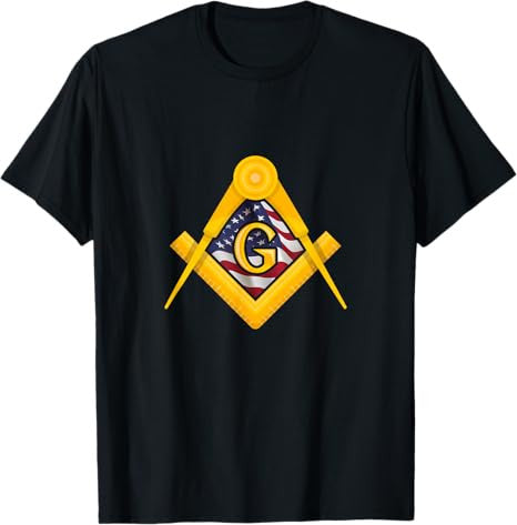 Masonic USA Flag Square and Compass American 4th of July T-Shirt