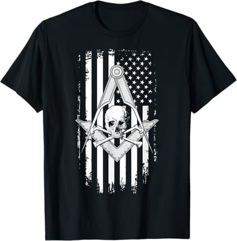 Master Mason American Flag Masonic Skull - Freemason T-Shirt T-Shirt