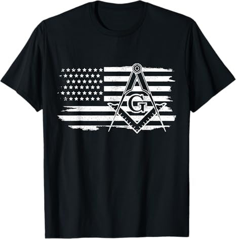 Mason Square & Compass Masonic US Flag Freemason T-Shirt