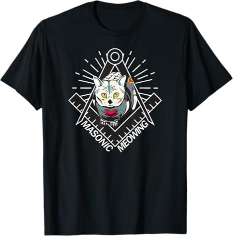 Cute Masonic Meowing Cat freemason mason esoteric spiritual T-Shirt