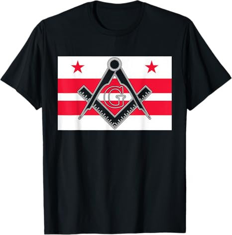 Washington DC State Flag Masonic Square & Compass Freemason T-Shirt