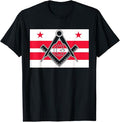 Washington DC State Flag Masonic Square & Compass Freemason T-Shirt