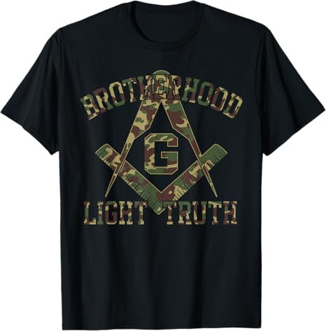 Brotherhood Light Truth Mason Masonic Camo Freemason T-Shirt