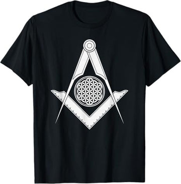 Flower of Life Mason Square and Compass Freemason T-Shirt T-Shirt